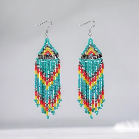 NEW southwest beaded boho bohemian colorful chandelier earrings jewelry B22B - Picture 1 of 2